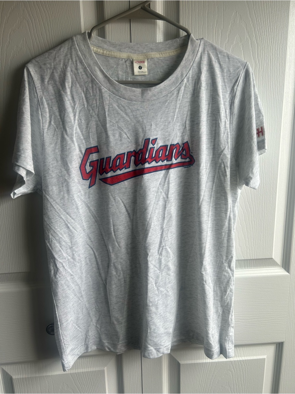 Homage Cleveland Guardians T-Shirt Women’s Large Gray Script Graphic Tee